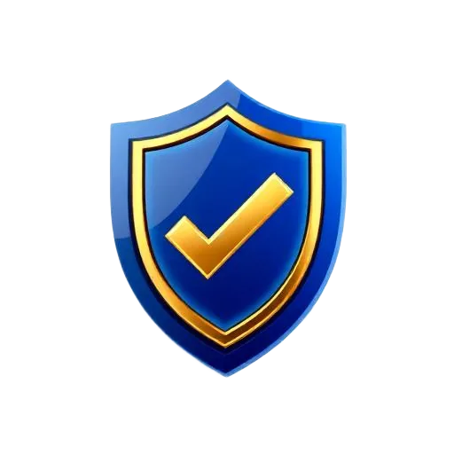 Ilustración 3D de un escudo azul y dorado de seguridad